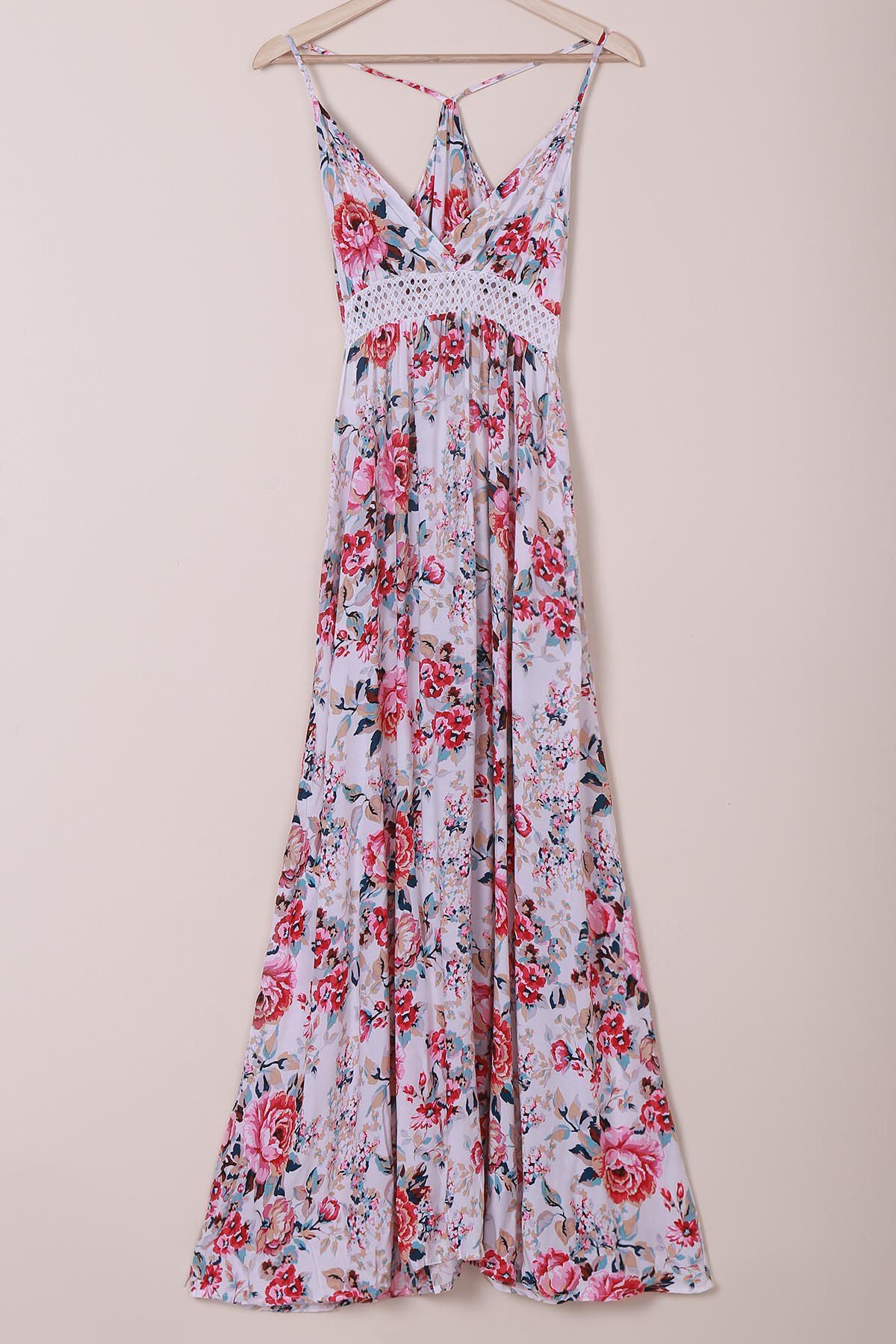 [13% OFF] Floral Floor Length Slip Dress | Rosegal