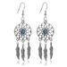 Dream Catcher Turquoise Feather Earrings -  