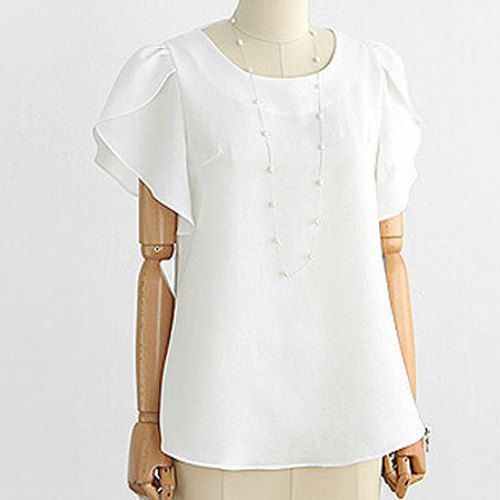 [34 OFF] Stylish Jewel Neck Butterfly Sleeve Chiffon Blouse For Women