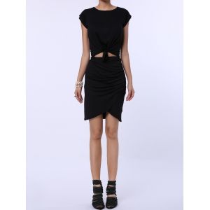 

Ruched Crossover Pencil Skirt, Black