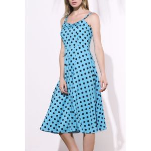 Long Polka Dot Midi Swing Homecoming Dress