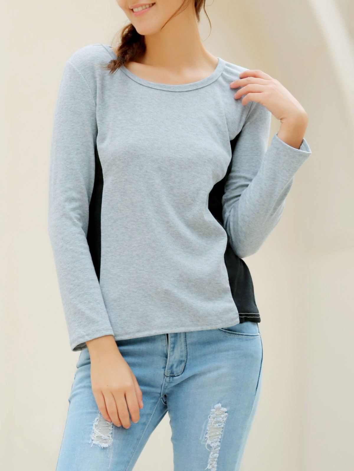 [29% OFF] Casual Scoop Neck Long Sleeves T-Shirt For Women | Rosegal