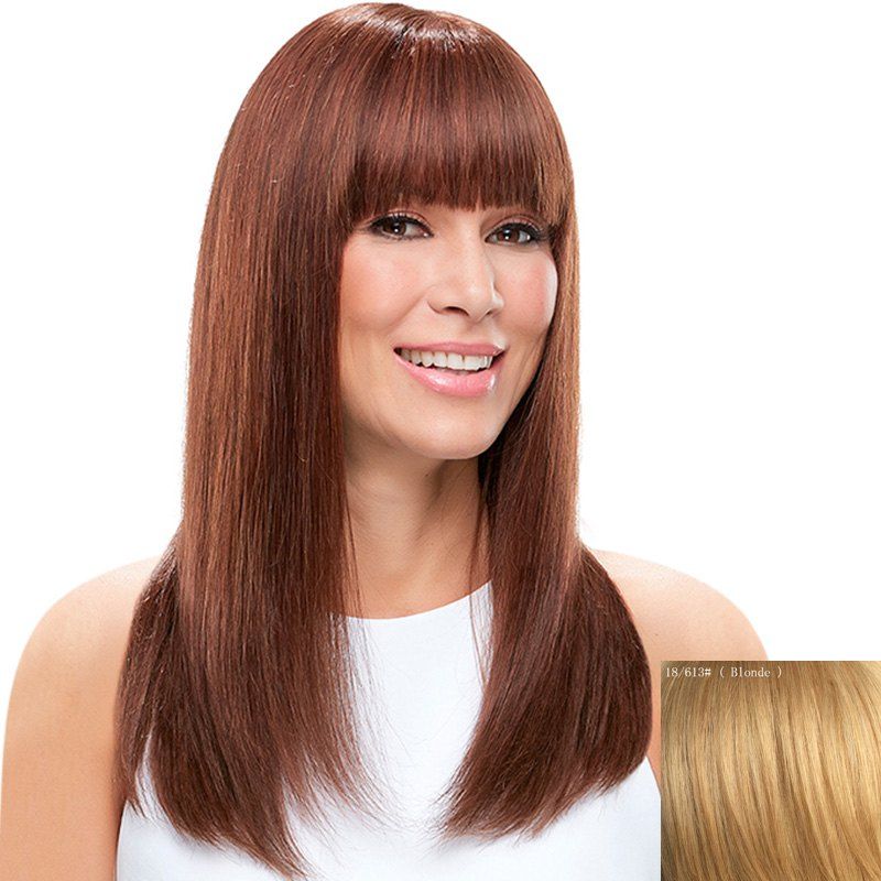 [43 OFF] Charming Silky Straight Full Bang Capless Vogue Long Real