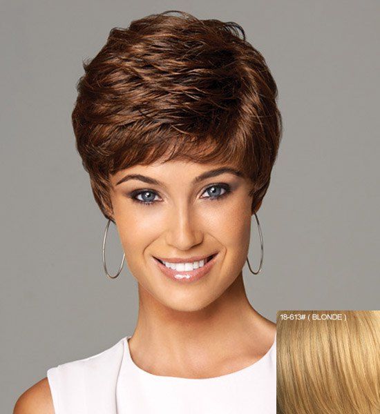 45 Off Spiffy Ultrashort Full Bang Shaggy Natural Wave Capless Real Human Hair Wig For Women 4722