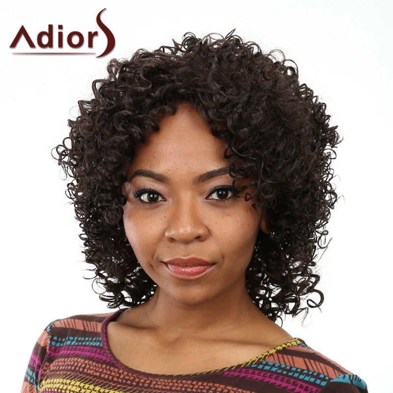 

Fashion Shaggy Afro Curly Long Capless Black Heat Resistant Fiber Wig For Women