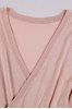 V Neck Pleated Knit Jersey Long Sleeve Dress -  