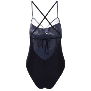 spaghetti strap color block one piece swimwear