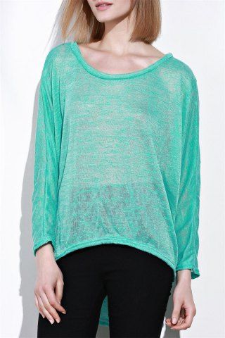 Green M Dolman Sleeve Asymmetrical Sweater | RoseGal.com