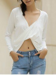 plunging neckline long sleeve top