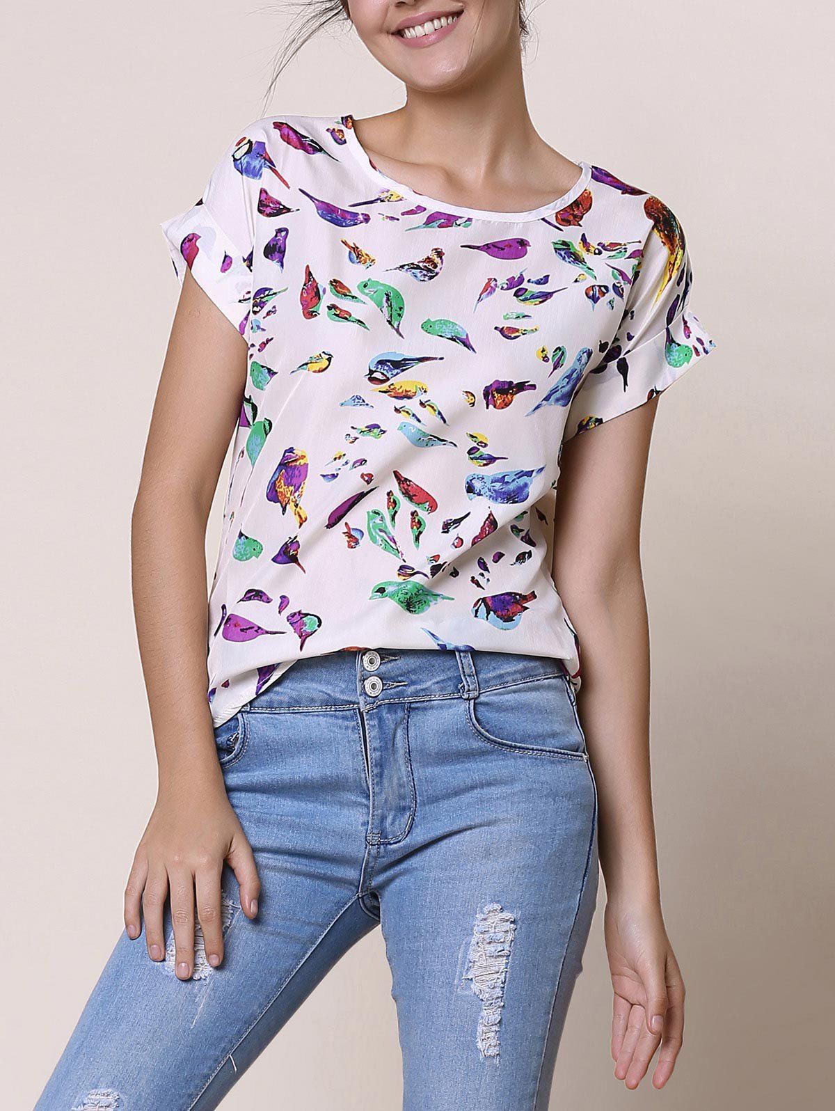 ladies bird print blouses