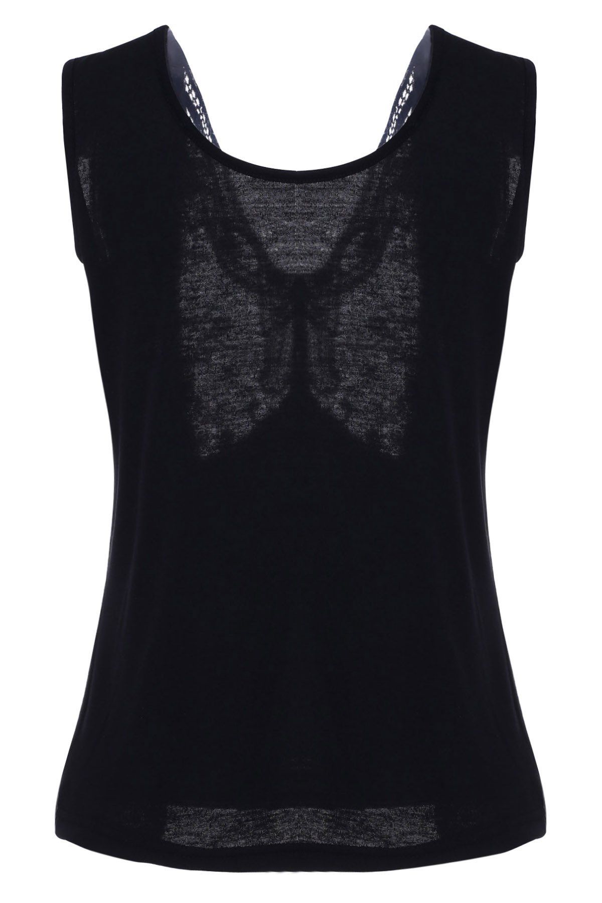 

Crochet Lace Back Tank Top, Black