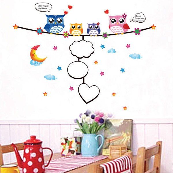 

Fashion Cartoon Night Owl Pattern Photo Wall Sticker For Bedroom Livingroom Decoration, Colormix