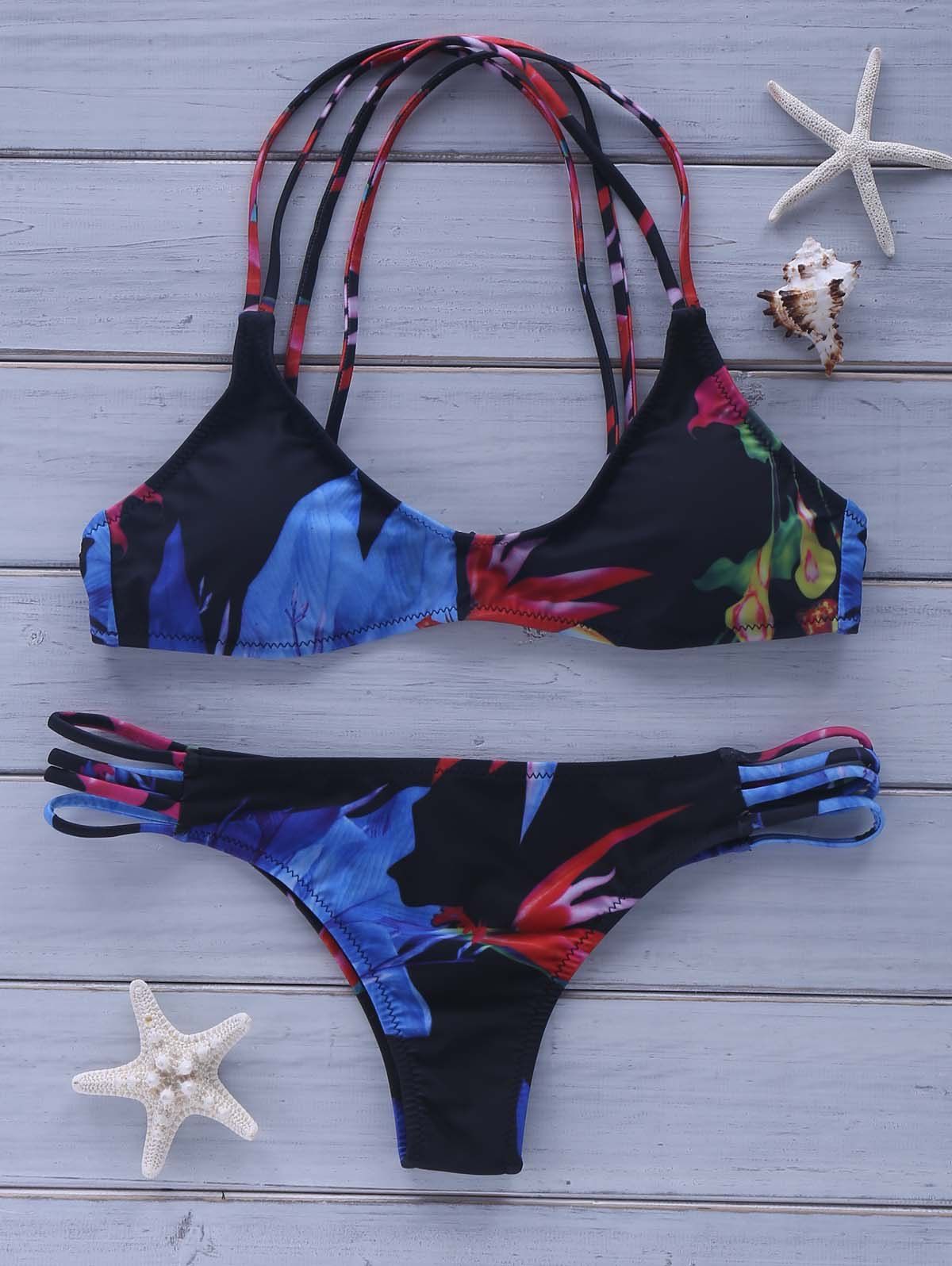 26 Off Spaghetti Strap Floral Print Womens Bikini Set Rosegal