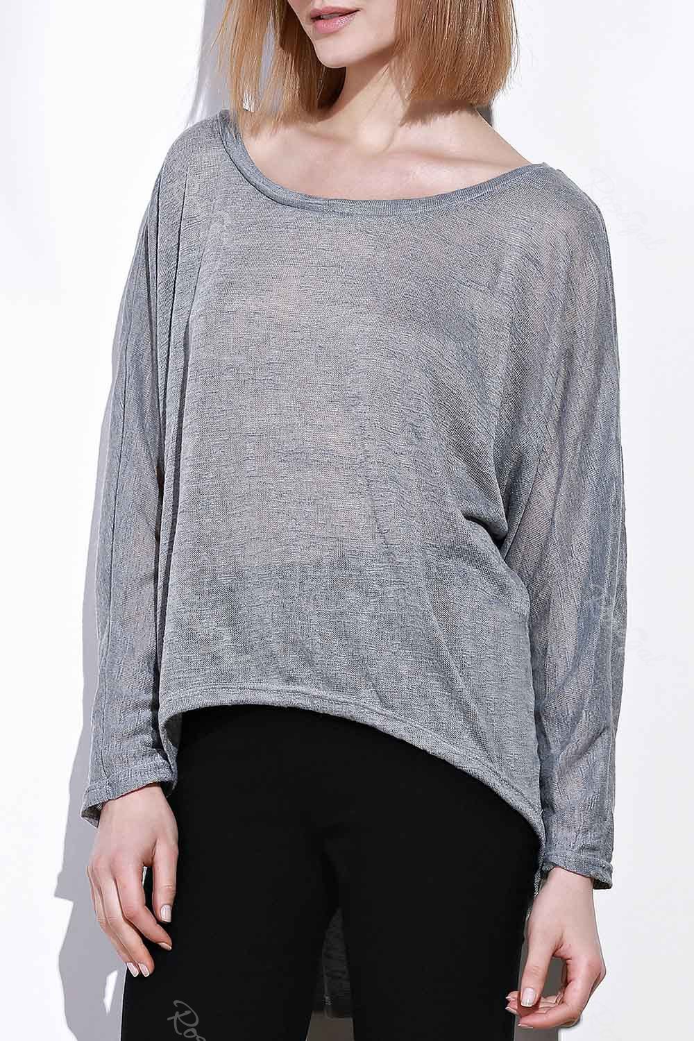

Dolman Sleeve Asymmetrical Sweater, Gray