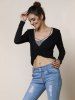 plunging neckline long sleeve top
