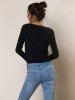 plunging neckline long sleeve top
