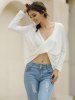 plunging neckline long sleeve top