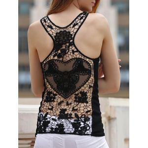 

Sheer Lace Racerback Tank Top, White