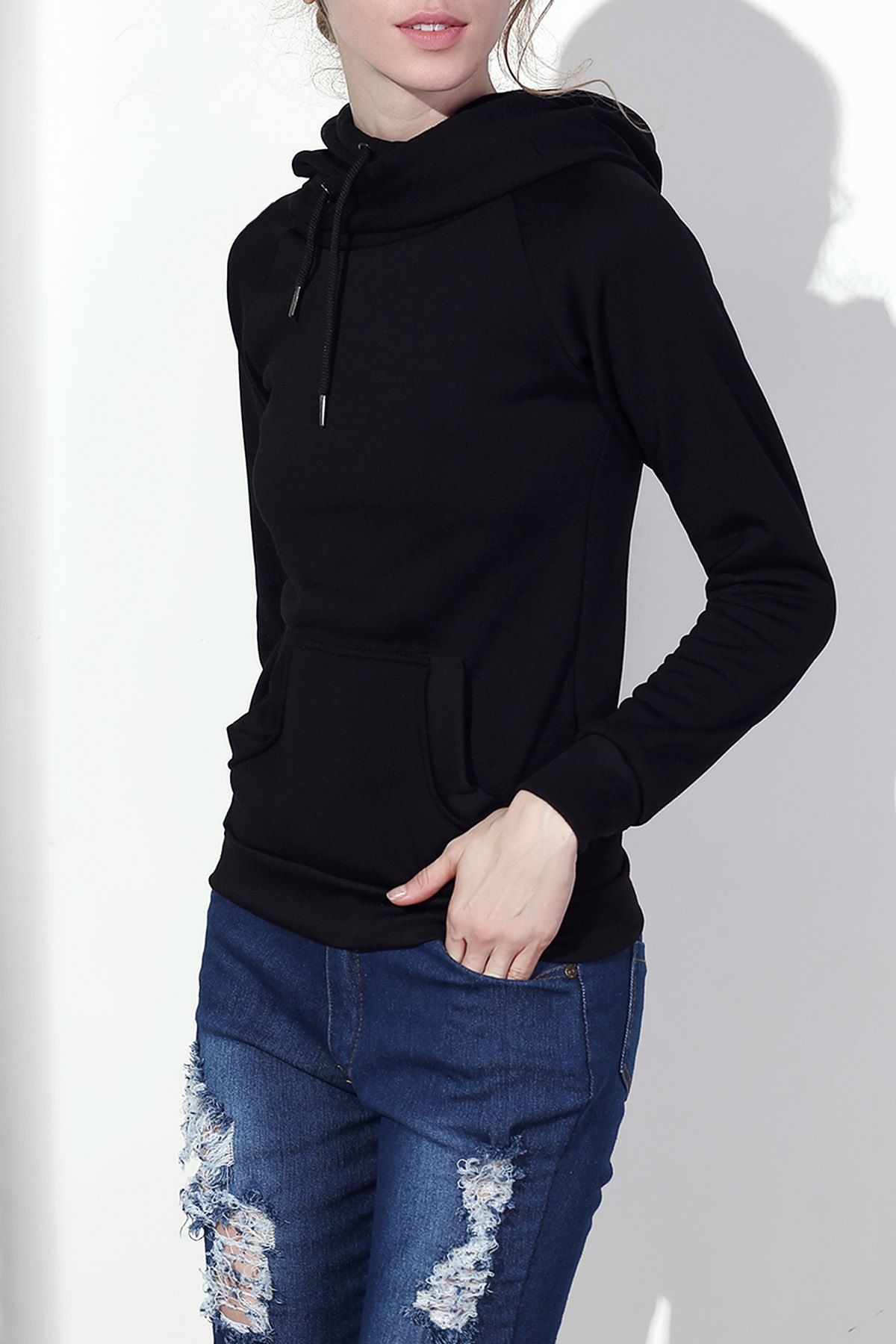 [70% OFF] Stylish Hooded Long Sleeve Drawstring Solid Color Women's ...