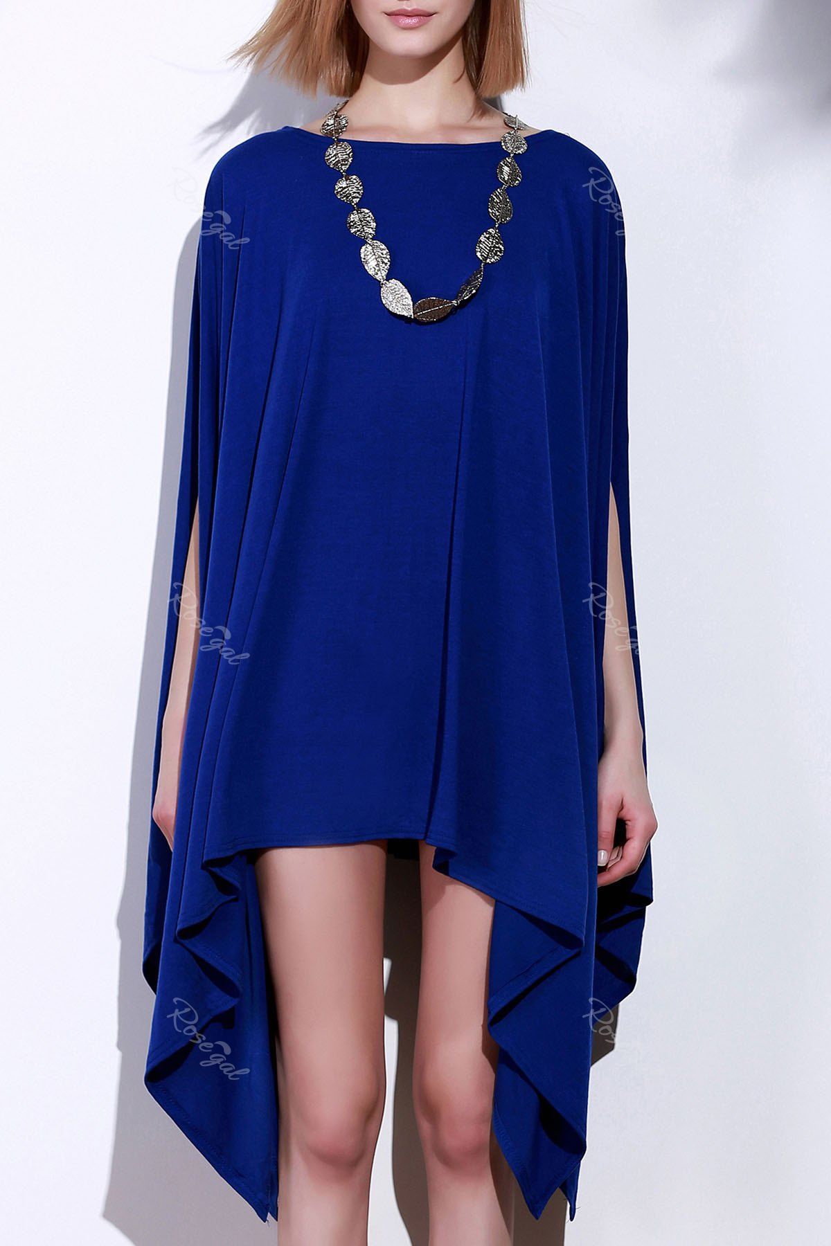 

Asymmetric Loose Tunic Casual Dress, Blue