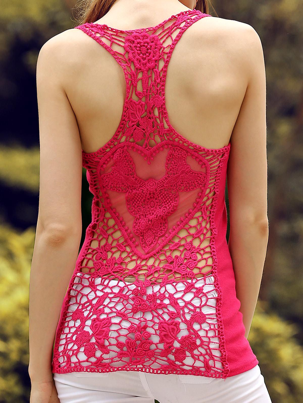 

Sheer Lace Racerback Tank Top, Rose