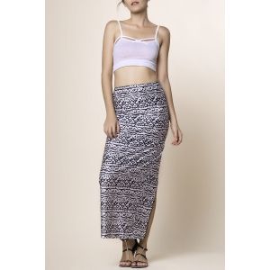 

Cami Top and High Waisted Printed Skirt, Black