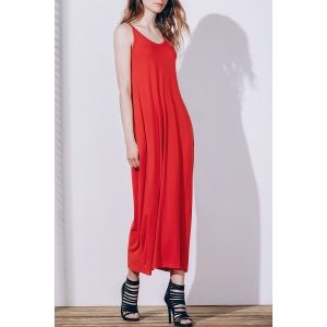 

Casual Tea Length Slip Summer Dress, Orange red