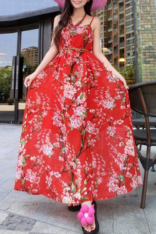 bohemian rosegal backless spaghetti sleeveless strap flower dress dresses