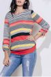 Casual Loose-Fitting Striped T-Shirt -  
