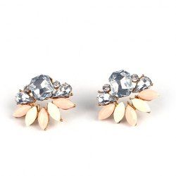 Pair of Water Drop Geometric Faux Crystals Stud Earrings -  