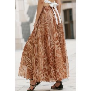 leopard print chiffon maxi skirt