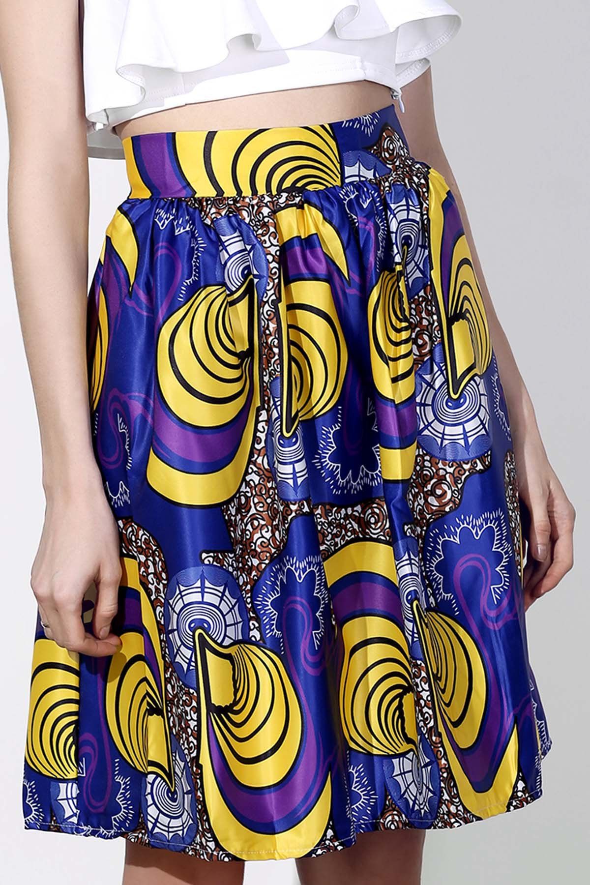 Colormix S Vintage High-waisted Printed Women's Pleated Skirt | RoseGal.com