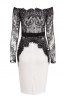 Boat Neck Long Sleeve See-Through Spliced Party Dress -  