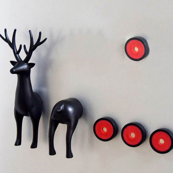 

Stylish 3D Animals Sika Deer Shape Card Message Fridge Magnet, Black