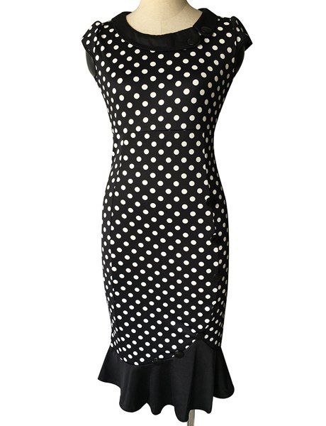 polka dot fishtail dress