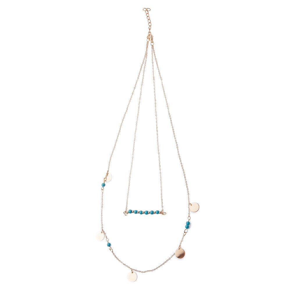

Trendy Beads Double-Layered Women's Necklace, Golden