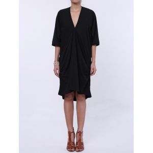 

Maxi Plunge Neck Batwing Sleeve Casual Dress, Black