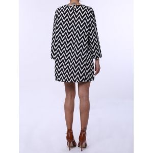 Round Neck Printed Long Sleeve Casual Dresses