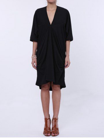 Maxi Plunge Neck Batwing Sleeve Casual Dress