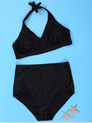 2018 Sexy Halter Lace-up Solid Color High-waisted Two-piece Women's ...