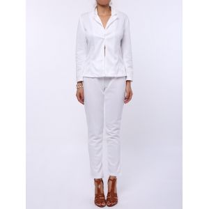 

Stylish Lapel Long Sleeve Solid Color Blazer + Skinny Pants Women's Twinset, White