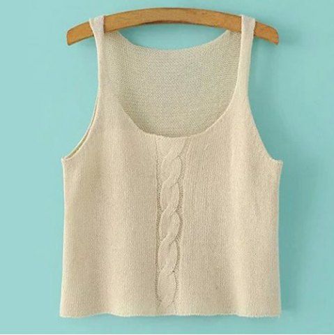 [30% OFF] Stylish Scoop Neck Solid Color Women's Knitted Tank Top | Rosegal