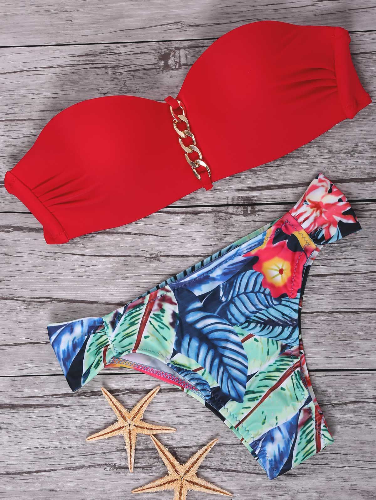 68 Off Sexy Strapless Tropical Print Womens Bikini Set Rosegal