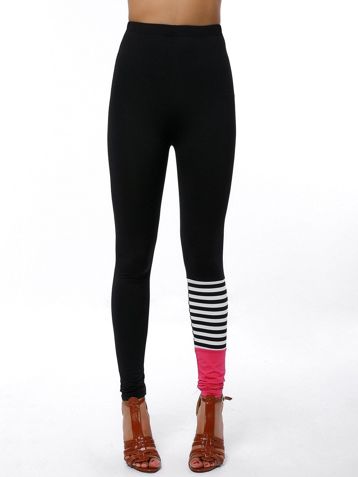 

Active High Waist Workout Color Block Pants, Black