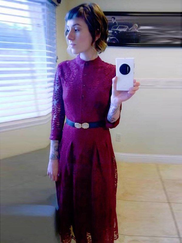 [43% OFF] Ladylike Stand Collar Long Sleeve Lace Dress For Women | Rosegal