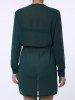 Stylish Plunging Neck Long Sleeve Pure Color Lace-Up Women's Dress -  