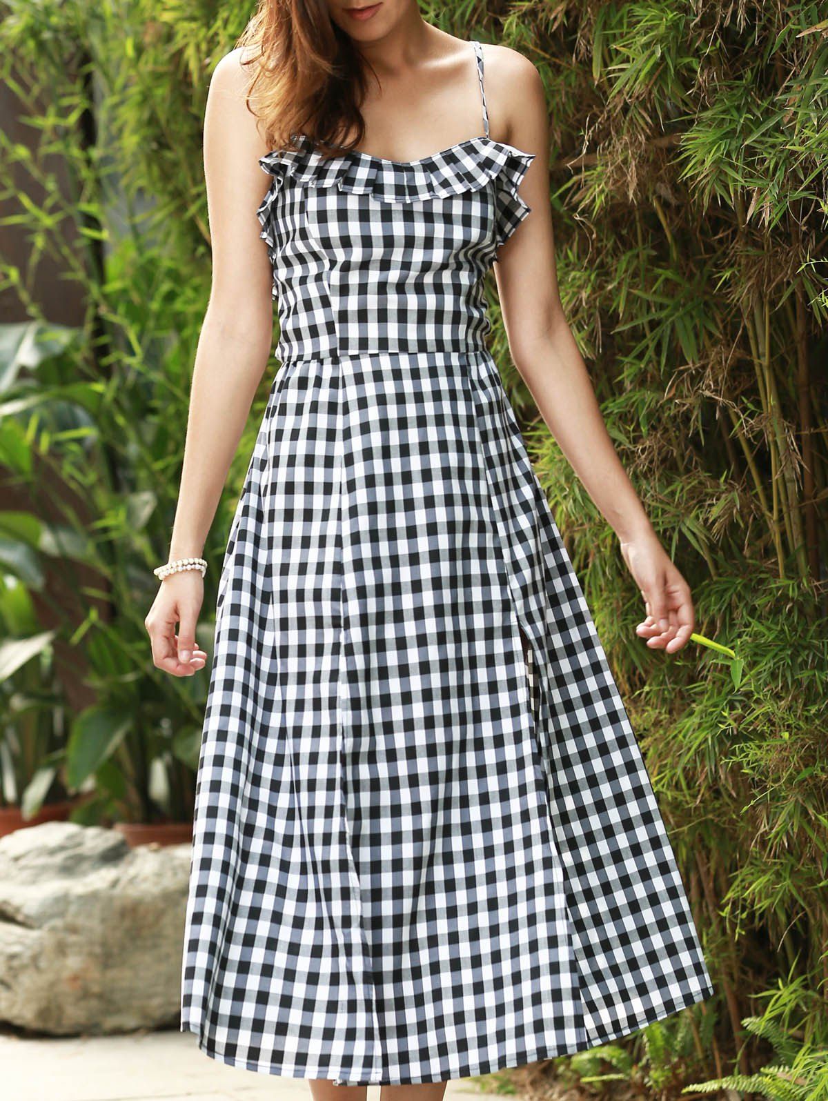 zara strappy gingham dress