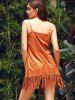 Stylish Fringed Suede Cami Dress For Women -  