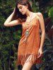 Stylish Fringed Suede Cami Dress For Women -  