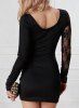 Trendy Long Sleeves Hollow Out Lace Panel Women's Dress -  
